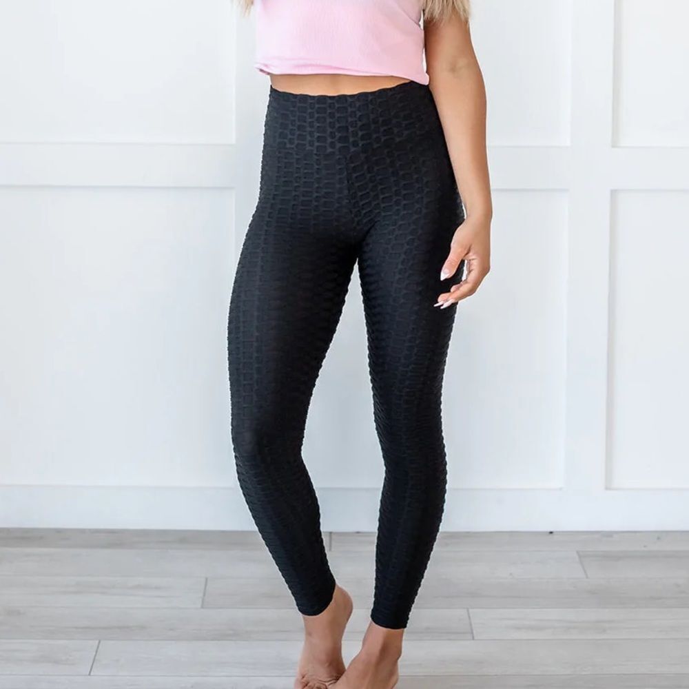 New Mix Black Honeycomb Scrunch Leggings S/M